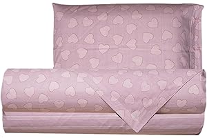 Smart Deco Home Completo letto lenzuola federe letto stampa fantasia 100% Cotone Made in Italy UNA PIAZZA E MEZZA CUORI ROSA