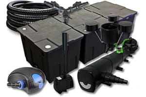 SunSun Kit filtration de bassin 90000l avec 72W Stérilisateur 100W Pompe 25m Tuyau Skimmer Fontaine