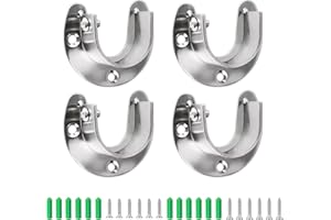 Zydiwo 4 Pezzi Supporto per Flangia In Acciaio Inox Armadio Rod Staffe 25mm Pesante Obbligo Supporto a Forma di U con Viti (Argento-4pc)