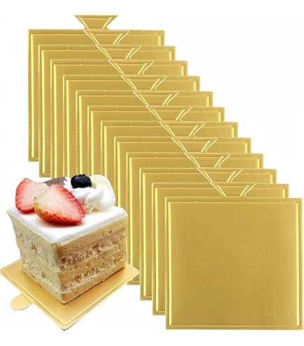 YEUIKERR 300 Pcs Gold Rectangular Mini Cake Boards - 4x2.36 Inch Disposable Dessert Bases - View #9