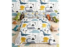 Loussiesd Trapunta per bambini per letto 135x200cm con dinosauro trapuntato set letto con animali dei cartoni animati bel motivo dino piumino invernale estivo in morbida microfibra con 1 federa per