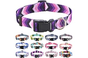 Mihqy Collier pour Chien, Motif Tendance avec Boucle à dégagement Rapide, Bohème, Fleur, Géométrique, Tribal Design, Collier Classique, pour Petits, Moyens et Grands Chiens(Flèche Violette,M)