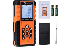 Laser Distance Meter 165ft/50m, Lytool Laser Measurement Tool Ft/in/M Switching Laser Measure with 20 Groups Data Memory, Large Backlit LCD, Waterproof IP54 and Battery Included