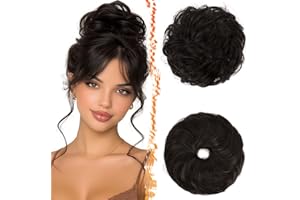 BARSDAR 2 PCS Chignon Postiche Cheveux, Faux Chignon Extensions Elastique Chouchou Postiche de Cheval pour Femmes Synthétique Épais Donut Updo Scrunchies Marron Foncé Extension Postiches