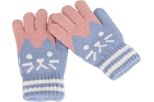 JIAHG Kinder Fingerhandschuhe Winter Warm Handschuhe Fäustlinge Kinder Strickhandschuhe Süß Gloves Skihandschuhe, 3-8 Jahre alt, Mädchen Vollfinger Handschuhe
