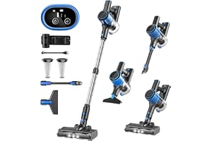 SINCHEREU A27B Cordless Vacuum Cleaner, 8-in-1 Powerful Suction Stick Vacuum, 40Mins Runtime Detachable Battery, 3 Power Modes & LED Display, Ideal for Home, Car, Hard Floor, Carpet, Pet Hair