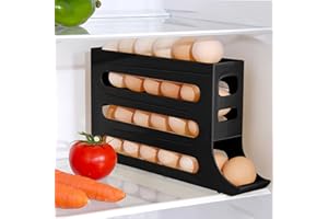 TZEKING Portauova per Frigorifero a 4 Livelli,Porta Uova Rotanti,Dispenser Automatico per Uova,Organizer per uova,per Conservare 30 Uova,Porta Dispenser per Uova Salvaspazio,per Cucina, Frigoriferi