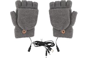 FELENNY Unisex USB Heated Gloves USB Hand Warmers Winter Warm Full Finger and Half Fingerless Warm Hand Laptop Gloves Mittens for Women Men Girls Boys