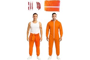 HALLOWEENMANIA 3 pcs Prisoner Costume - Halloween Costumes For Men - Adult & Teen One Size Fits All - 2025 Trending Fancy Dress - UK Based Brand