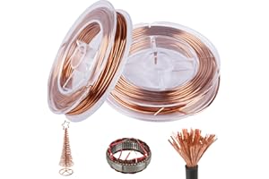 AICHARYNIC Lot de 2 rouleaux de fil de cuivre, 1 mm x 10 m, fil de cuivre pur, isolé, fil magnétique, pour la fabrication d'un modèle de moteur électromagnétique, fil de cuivre nu pour jardin, plantes et légumes