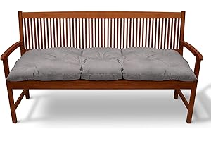 Beautissu Garden Bench Pad 100x50x10cm Flair BK – Comfortable Seat Cushion for Outdoor Swing or 2 Seater Bench Cushion – Light Grey
