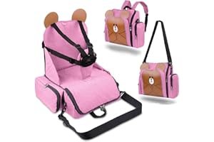 Baby First Alzasedia Bambini da Viaggio 4in1, Borsa Passeggino Termica Con Fasciatoio Materassino Portatile Neonati, Zaino Mamma Multifunzione, Seggiolone Pappa Portatile, Tessuto Waterproof (ROSA)