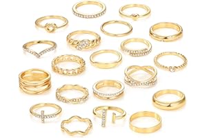 EDLMKM Ladies Gold Ring Set, gGold Chunky Ringss, zGold Rings Set for Women, Dainty Simple Fashion Stackable Finger Rings Pack