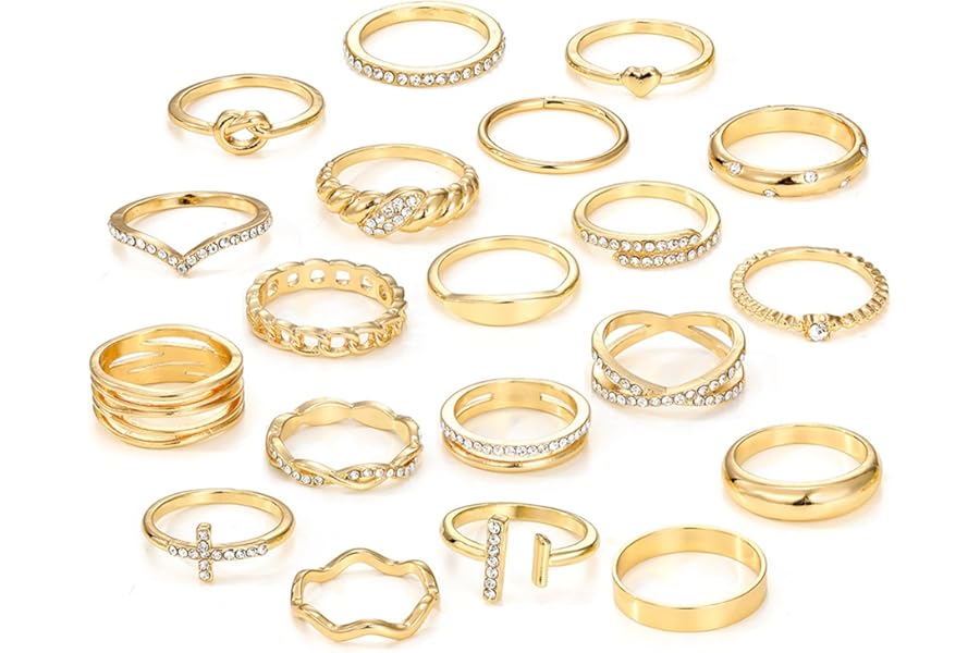 EDLMKM Ladies Gold Ring Set, gGold Chunky Ringss, zGold Rings Set for Women, Dainty Simple Fashion Stackable Finger Rings Pack