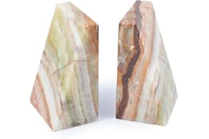 BRITISH FOSSILS Onyx Marble Wedge Bookends