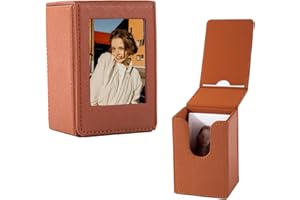 HIYQIN Caja de Fotos 2x3 Mini, Funda de Fotos para Polaroid Instax Compatible con Película Fujifilm Instax Mini - Soporte de Fotos para Instax 12 11 99 8 7s 40 50 90 EVO Liplay - Marrón