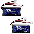 URGENEX FCX24 Battery 7.4V 600mAh 30C Lipo Battery with Molex Plug Fit for FMS FCX24 Atlas RC Car, Truck, Truggy 2S Rechargeable Li-Po Battery 2 Pack