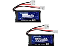 URGENEX FCX24 Lot de 2 batteries LiPo 7,4 V 600 mAh 30 C avec prise Molex Convient pour FMS FCX24 Atlas RC Car, Truck, Truggy 2S