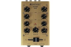 OMNITRONIC GNOME-202 Mini Mixer Gold | 2-Channel DJ Mixer in Miniature Format | Extremely Light and Compact DJ Mixer | Metal Housing
