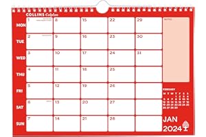 Collins Debden Collins Colplan 2024 kalendarz A4, Wiro, kalendarz miesięczny, terminarz biznesowy i organizer, od stycznia do grudnia 2024 r., miesięczny - CMCA4-24
