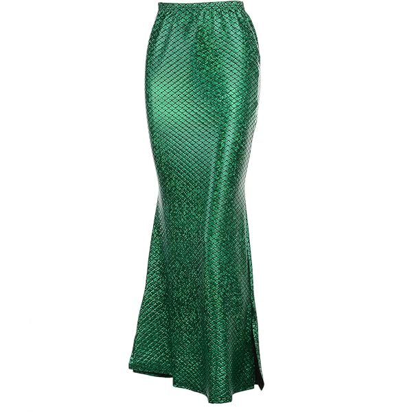 YYSWSAKY Costume De Sirène Pour Femme - Jupe Sirène | 1 Paire De Gants | Collier Coquille étoile De Mer | Body Glitter Gel | 2 Pièces épingles à Cheveux étoile De