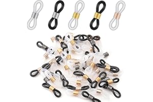 FRXVUC 40 Stück Brillenkettenenden, Brillenkette Anschlüsse, Silikon Brillenverbinder, Brillenkettenhalter, Brillen Kettenverbinder Enden für Brillenkette/-Halter Brillenkette Enden