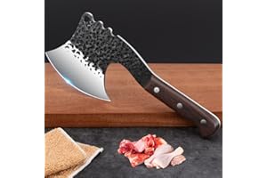 JDMDKB Couteau de cuisine professionnel Couteau Chef Couperet couteau de Cuisine couperet à viande pour viande légumes couteau à désosser tranchant avec étui en cuir (Noir)