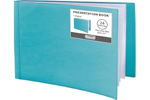 Dunwell 8.5x11 Portfolio Binder (Aqua, Horizontal), Plastic Presentation Book, 24 Pockets Displays 48 Pages of Letter Size Documents, Certificates, Keepsakes, Art Portfolio Folder, Acid-Free Poly