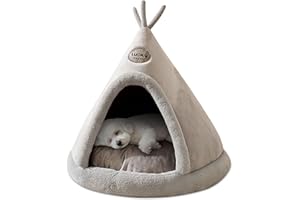 ALLSOPETS Cueva Cama Gato, Casa Interior de Invierno para Gatos Perros Pequeños, Cama Suave con Cojín Extraíble para Descanso y Relajación (Gris Plata, M)