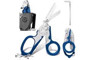 ZENGJUNWEI Trauma Ciseaux de sauvetage 6 en 1 pliables Trauma Ciseaux d'urgence, ciseaux à pansements avec coque K, clé pour services d'urgence professionnels, camping en plein air (bleu)