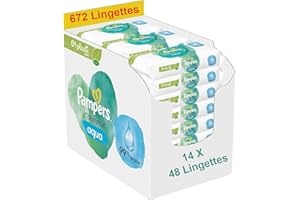 Pampers Lingettes Bébé Aqua Harmonie 0%,672 lingettes 14 paquets 48 lingettes
