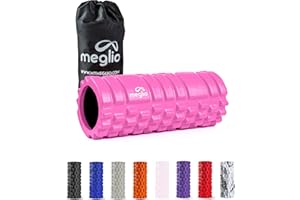 Meglio Foam Roller - 33 cm - for Fitness and Muscle Massage - for Legs, Back, & Deep Tissue Trigger - Point Therapy - Relieves Tension, Aches, & Body Pains - Yoga - Pilates - Stretching & Home Workouts - Carry Bad Included