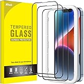JETech 3 Pcs Full Coverage Screen Protector for iPhone 14/17e. | Tempered Glass with Black Edge, Easy Installation Frame, HD