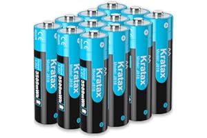12-Pack 1.5V Rechargeable AA Batteries,Kratax 3500mWh Lithium AA Battery,1600Cycles Double A Li-ion Battery Pack(Charger Not Included)
