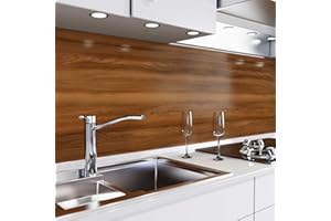 danario Rivestimento Paraschizzi Cucina Adesivo da Parete - Effetto 3D - Spesso e Rigido - Ignifugo e Resistente all'Acqua - 0,75 mm - Castagna - Campione