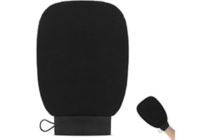 HZKAIS 1 PC Exfoliating Gloves, Exfoliating Mitt, Body Scrub Gloves for Dead Skin, Shower Gloves Exfoliating, Dual Sided Exfoliating Mitt, Shower Accessories for Women Men Girl Boy(Black)