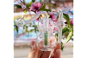 BONGBONGBONG Mini szklana fajka do wędzenia bong, szklany palnik olejowy, bong, przenośna, fajka wodna, szklana rurka olejowa, Bubbler Bong, małe wiertła olejowe, do wędzenia, bong, akcesoria do fajki, 10 mm, wąż
