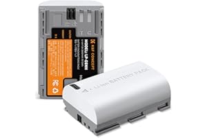K&F CONCEPT 2 Pack 2600mAh LP-E6NH Battery with USB C 2.5H Fast Charging for Canon R7 R6 R5 90D 80D 70D 5D Mark II III IV Cameras