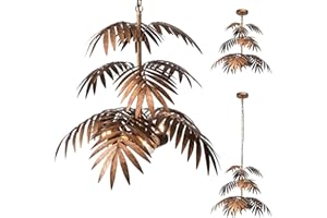 JCPYIUL Retro Tropical Coconut Leaf Chandelier LED Scandinavian Tree Branch Iron Ceiling Light Home Decoration Lamps and Lanterns Hotel Club Decoration Lamps and Lanterns