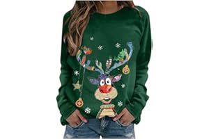 JOKELOMPLE Sudadera Mujer Sin Capucha Navidad - Sudaderas Divertido Estampado De NavideñO Jersey Navideno Familia Ugly Christmas Sweater Adolescente Chica Sudadera NavideñAs Blusas Abrigo