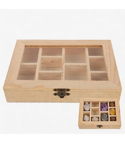 Boîte de rangement en bois 16 x 25 x 18 cm - Maison