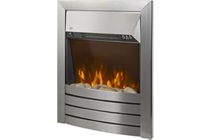Zanussi 2 KW Stainless Steel Electric Inset Fire Stove with 2 Heat Settings, Timer and Remote Control, Independent LED Flame Effect, 20-30 m2 Room Size ZEFIST1001SS