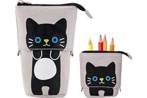 Hillylolly Estuche Escolar para Niñas y Adolescentes, Tela Vertical Plegable, Gran Capacidad, Adecuado para Regalos a Estudiantes (Gris)