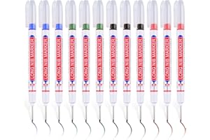 DINSONG 12Pcs Deep Hole Marker Pens, Carpenters Pen 20 mm Long Head Deep Hole Marker Borehole Marker Marking Tool for Permanent Marking of Hard To Reach Areas(4 Color)