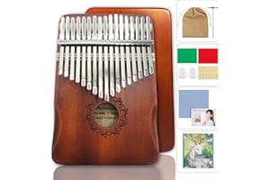 Ohromcoli Kalimba - 17 Keys Instrument Mit Lernwerkzeuge, Finger Percussion, Professionelles Daumenklavier für Kinder, Erwachsene und Musikliebhaber (Braun)