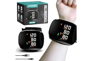 IMHOMED Tensiometro de Muñeca Profesional, Batería Recargable 500mAh-TypeC, Voz en Español, Pantalla Táctil, Manguito Universal, Certificado Sanitario 2025, Indicador de Riesgo, Memoria 2 Usuarios