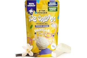 Star Candies Freeze Dried Ice Cream Vanilla - No Melting Freeze Dried Sweets - Crunchy Camping Food - Premium Astronaut Ice Cream loved by Kids and Adults - Space Food, Gift (50 g, 1 pack)
