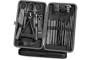 TOMALITHIC Kit Manucure, Kit Manucure Pedicure Coupe Ongle, 24pcs Coupe Ongle Professionnel Set en Acier Inoxydable, Professionnel Trousse Femme Homme Manicure Complet Accessoires, pour Voyage Et à La Maison