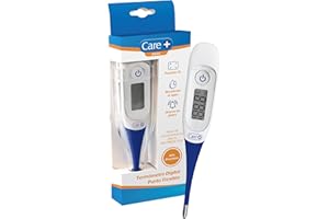 CARE + Care+, Termómetro Digital Punta Flexible, Alta Precisión, Medición Rápida, Pantalla LCD, Uso Oral, Axilar y Rectal, Sin Mercurio, Memoria Última Lectura