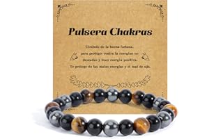 SERENEGLOW Regalos para Hombre Regalo Pareja Pulseras Piedras Chakras Regalos Novio Navidad Regalos Originales Pulsera Para Hombre Amuleto Mal De Ojo Piedras Naturales Papa Regalo San Valentin Dia del Padre